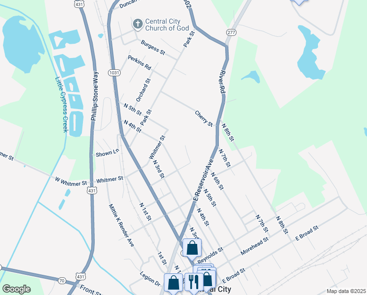 map of restaurants, bars, coffee shops, grocery stores, and more near 701 North 5th Street in Central City