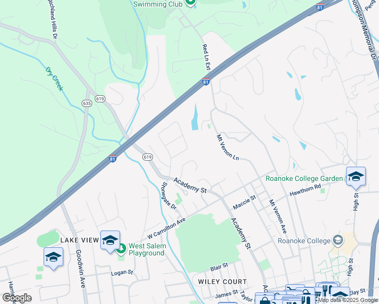map of restaurants, bars, coffee shops, grocery stores, and more near 900 Stonegate Drive in Salem