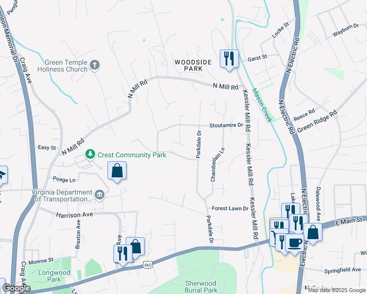 map of restaurants, bars, coffee shops, grocery stores, and more near 1219 Newman Drive in Salem
