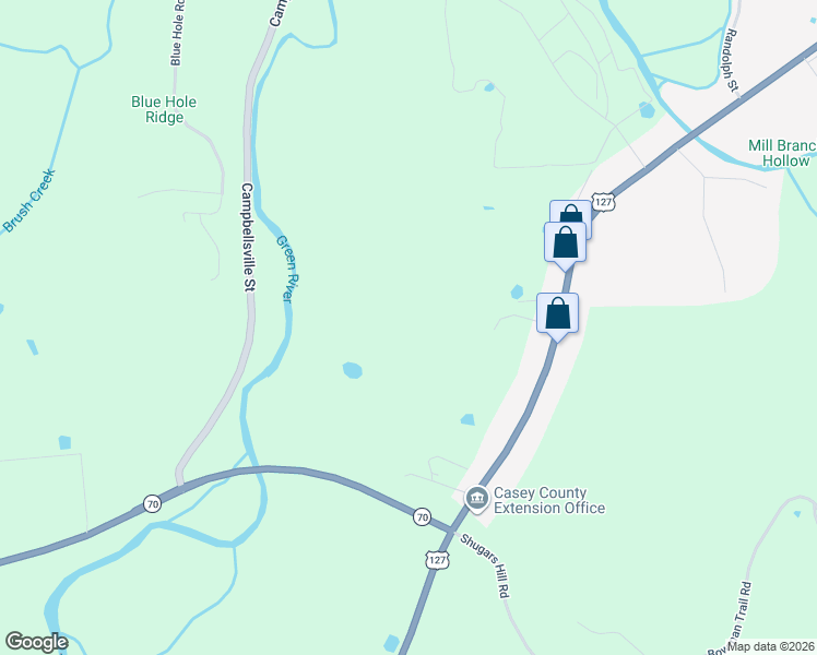 map of restaurants, bars, coffee shops, grocery stores, and more near 67 Believers Lane in Liberty