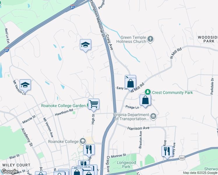 map of restaurants, bars, coffee shops, grocery stores, and more near 655 Lee Street in Salem