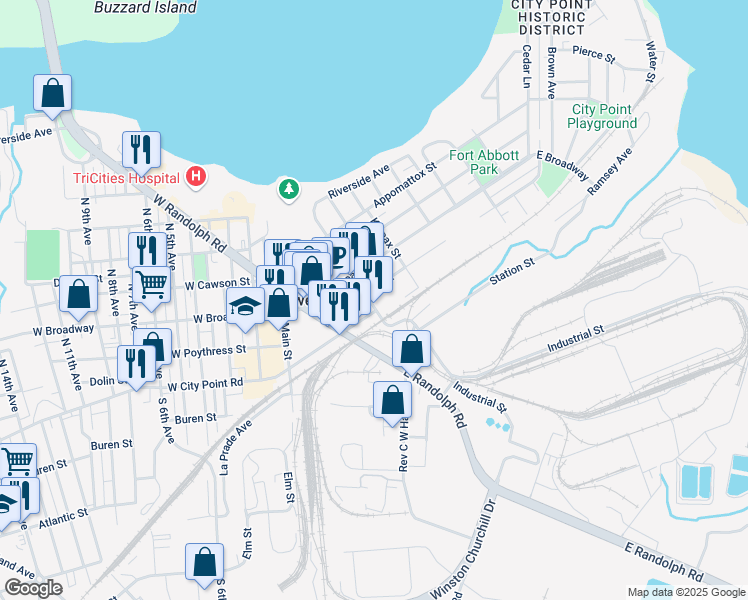 map of restaurants, bars, coffee shops, grocery stores, and more near 113 Hopewell Street in Hopewell