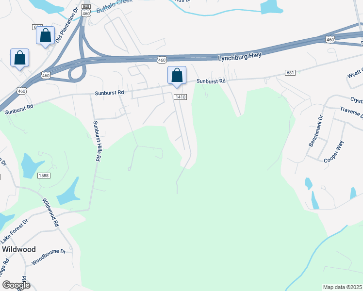 map of restaurants, bars, coffee shops, grocery stores, and more near 56 Georgia Drive in Evington