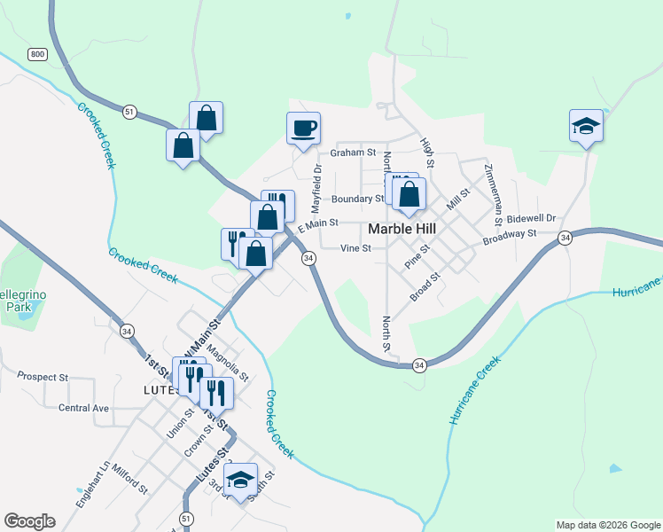 map of restaurants, bars, coffee shops, grocery stores, and more near 101 Vine Street in Marble Hill