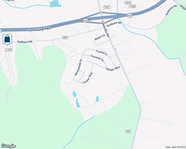 map of restaurants, bars, coffee shops, grocery stores, and more near 104 Cooper Way in Evington