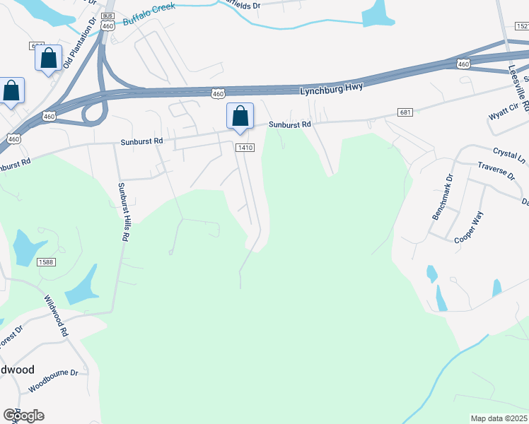 map of restaurants, bars, coffee shops, grocery stores, and more near 294 Roger Drive in Evington