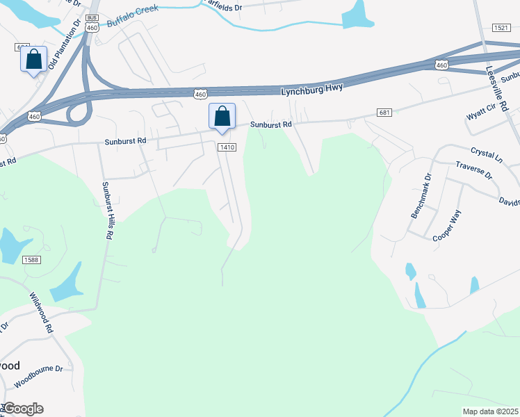 map of restaurants, bars, coffee shops, grocery stores, and more near 294 Roger Drive in Evington