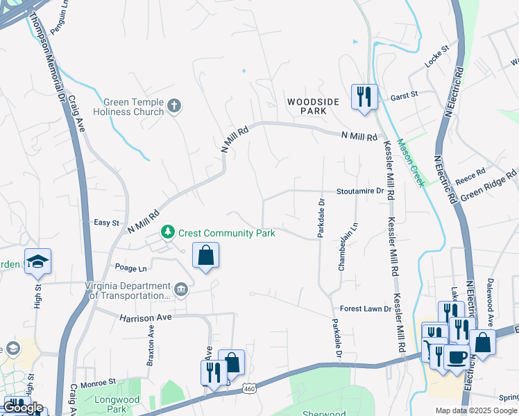 map of restaurants, bars, coffee shops, grocery stores, and more near 525 Doyle Street in Salem