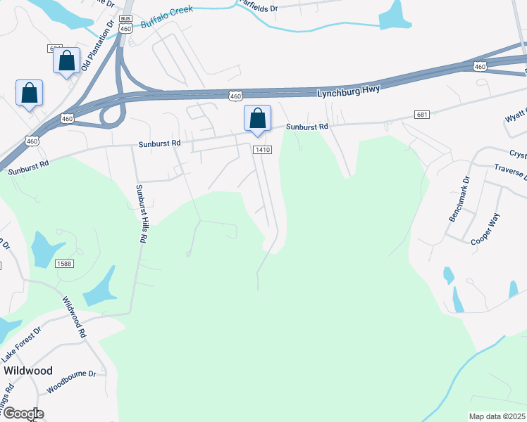 map of restaurants, bars, coffee shops, grocery stores, and more near 56 Georgia Drive in Evington