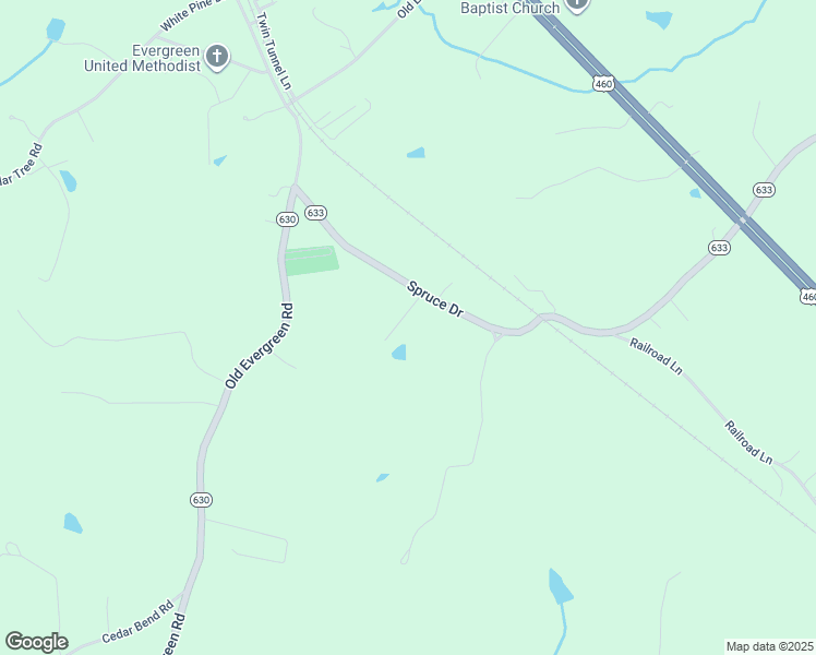 map of restaurants, bars, coffee shops, grocery stores, and more near State Route 633 in Appomattox