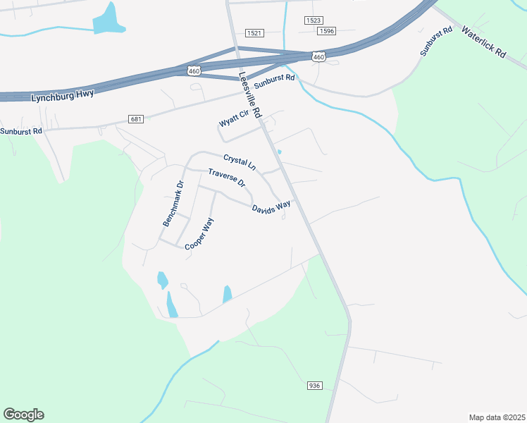 map of restaurants, bars, coffee shops, grocery stores, and more near Davids Way in Evington