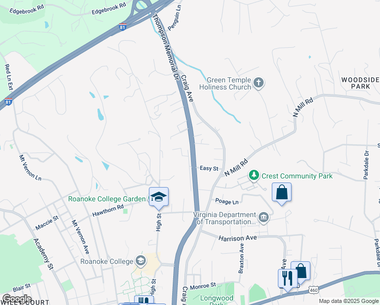 map of restaurants, bars, coffee shops, grocery stores, and more near 650-746 Thompson Memorial Highway in Salem