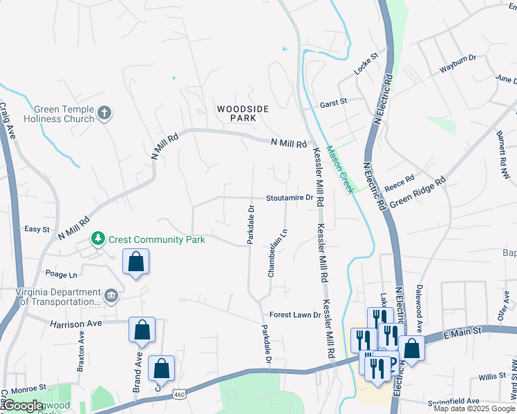 map of restaurants, bars, coffee shops, grocery stores, and more near 558 Parkdale Drive in Salem