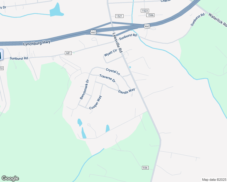 map of restaurants, bars, coffee shops, grocery stores, and more near Davids Way in Evington