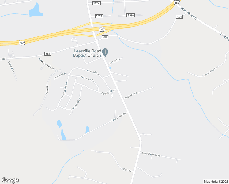 map of restaurants, bars, coffee shops, grocery stores, and more near 16 Tyler Court in Evington