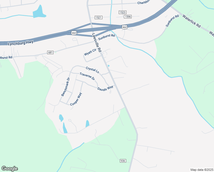 map of restaurants, bars, coffee shops, grocery stores, and more near 65 Davids Way in Evington