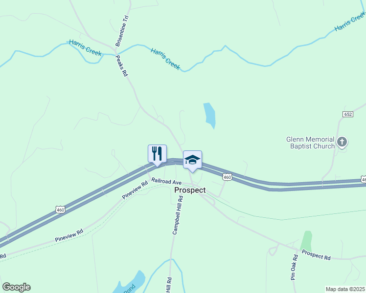 map of restaurants, bars, coffee shops, grocery stores, and more near 58 Peaks Road in Prospect