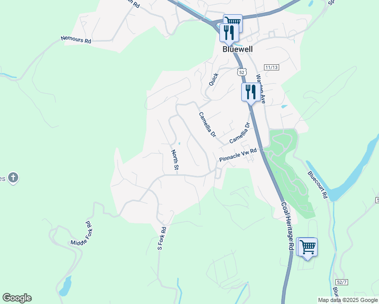 map of restaurants, bars, coffee shops, grocery stores, and more near Horizen Street in Mercer County