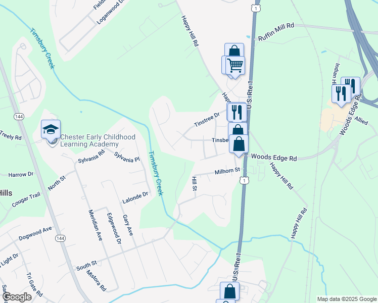 map of restaurants, bars, coffee shops, grocery stores, and more near 15806 Tinsberry Court in Chesterfield County