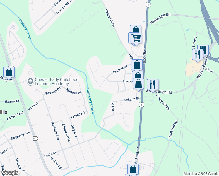 map of restaurants, bars, coffee shops, grocery stores, and more near 15806 Tinsberry Court in Chesterfield County