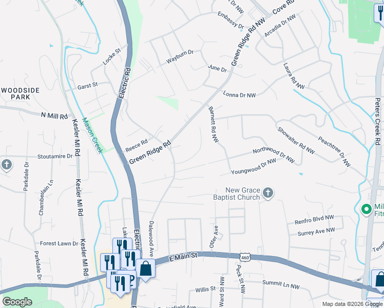 map of restaurants, bars, coffee shops, grocery stores, and more near 1771 Pexton Avenue in Salem