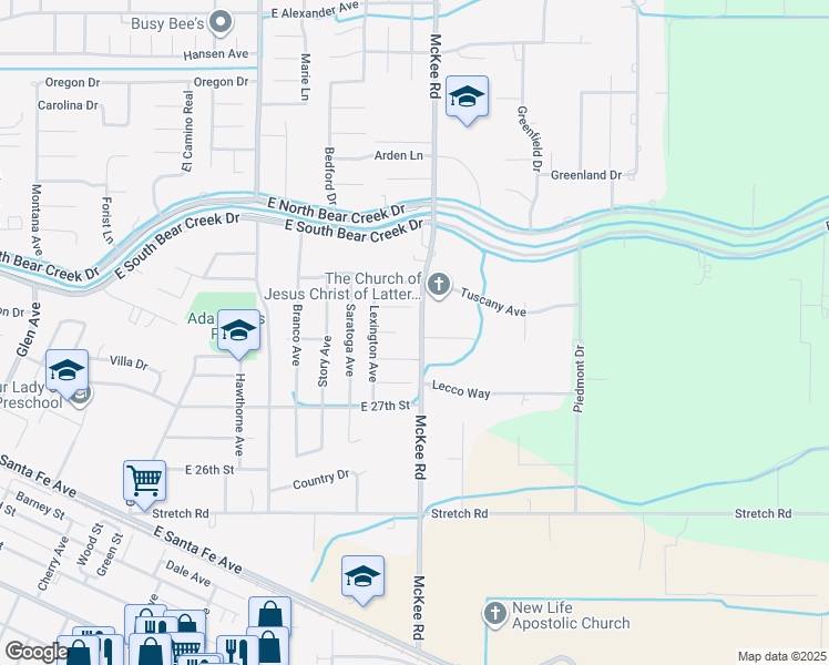 map of restaurants, bars, coffee shops, grocery stores, and more near 2156 Bristol Court in Merced