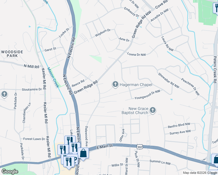 map of restaurants, bars, coffee shops, grocery stores, and more near 1771 Pexton Avenue in Salem