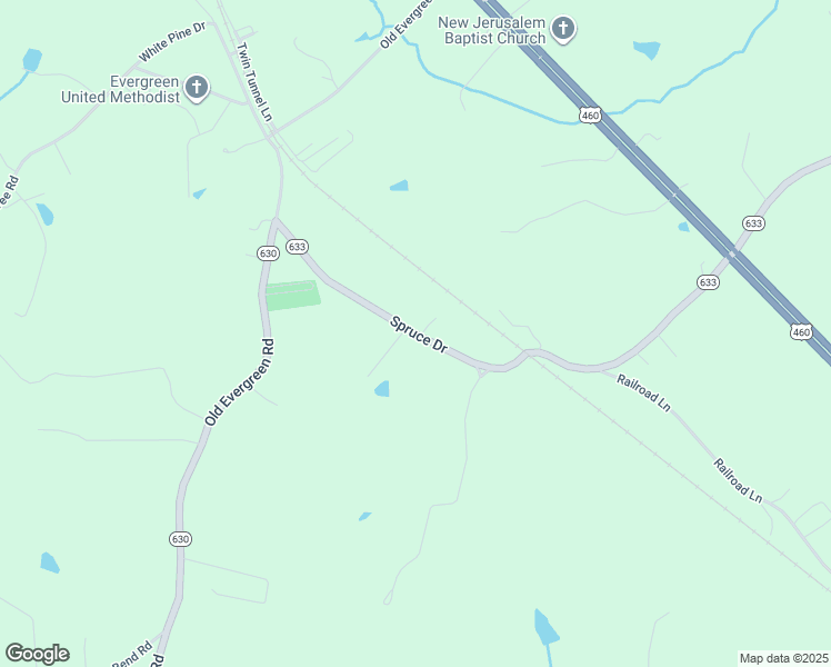 map of restaurants, bars, coffee shops, grocery stores, and more near State Route 633 in Appomattox