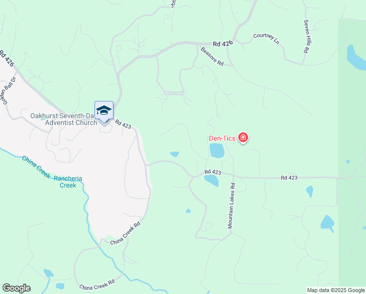 map of restaurants, bars, coffee shops, grocery stores, and more near Rusty Lane in Oakhurst