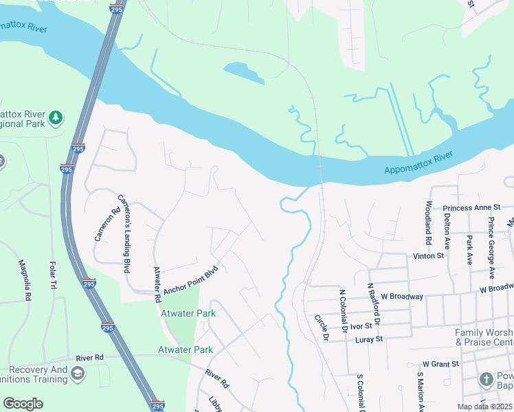 map of restaurants, bars, coffee shops, grocery stores, and more near 301 Beacon Ridge Drive in Hopewell