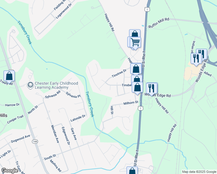 map of restaurants, bars, coffee shops, grocery stores, and more near 2915 Tinsberry Drive in Chesterfield County