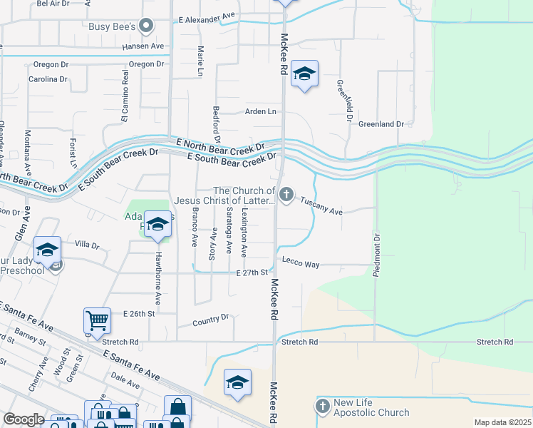 map of restaurants, bars, coffee shops, grocery stores, and more near 2156 Bristol Court in Merced