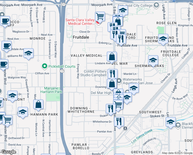 map of restaurants, bars, coffee shops, grocery stores, and more near 1094 Norstad Street in San Jose