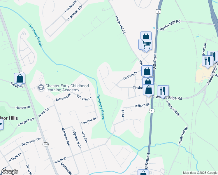 map of restaurants, bars, coffee shops, grocery stores, and more near 15621 Silvertree Lane in Chesterfield County