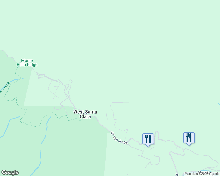 map of restaurants, bars, coffee shops, grocery stores, and more near 17599 Montebello Road in Cupertino