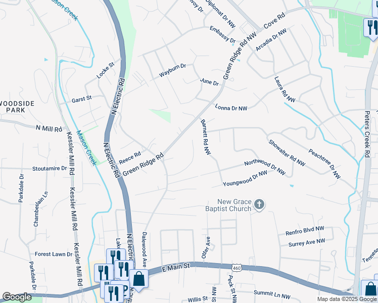 map of restaurants, bars, coffee shops, grocery stores, and more near 1807 Pexton Avenue in Salem