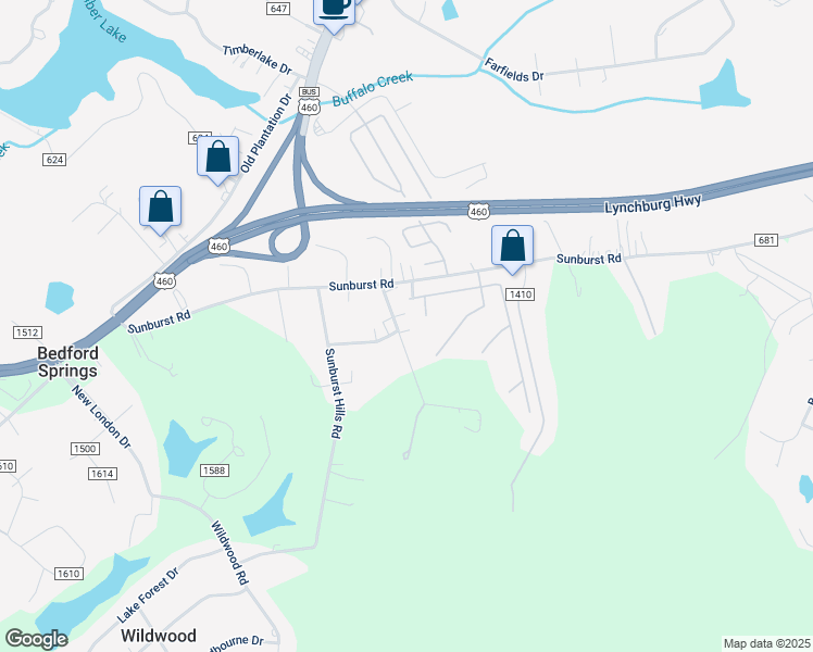 map of restaurants, bars, coffee shops, grocery stores, and more near 104 Salem Road in Evington