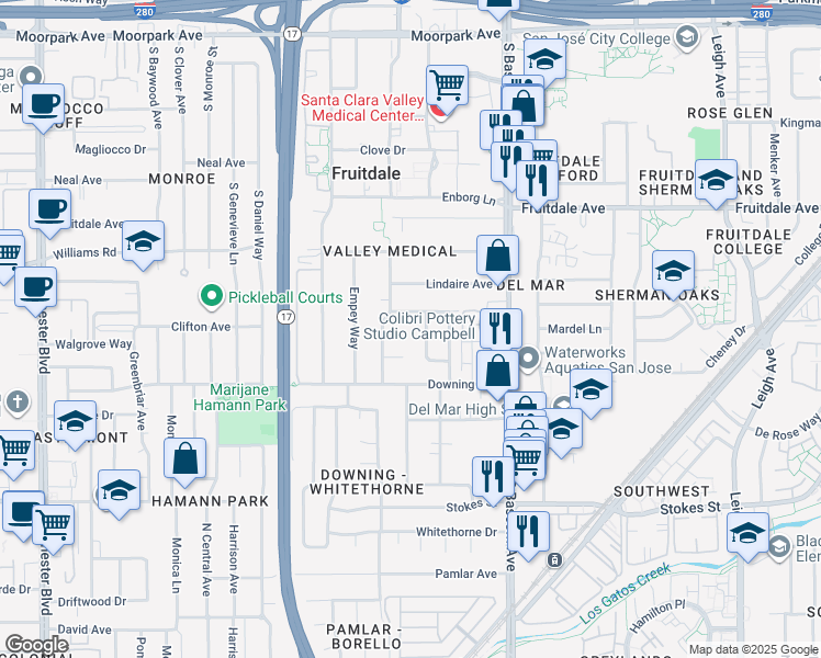 map of restaurants, bars, coffee shops, grocery stores, and more near 1094 Norstad Street in San Jose