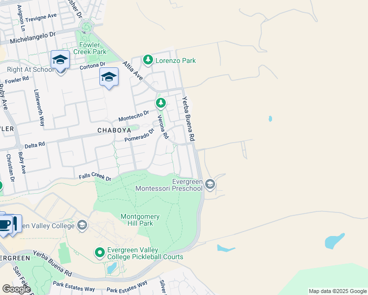 map of restaurants, bars, coffee shops, grocery stores, and more near 4979 Tuscany Circle in San Jose