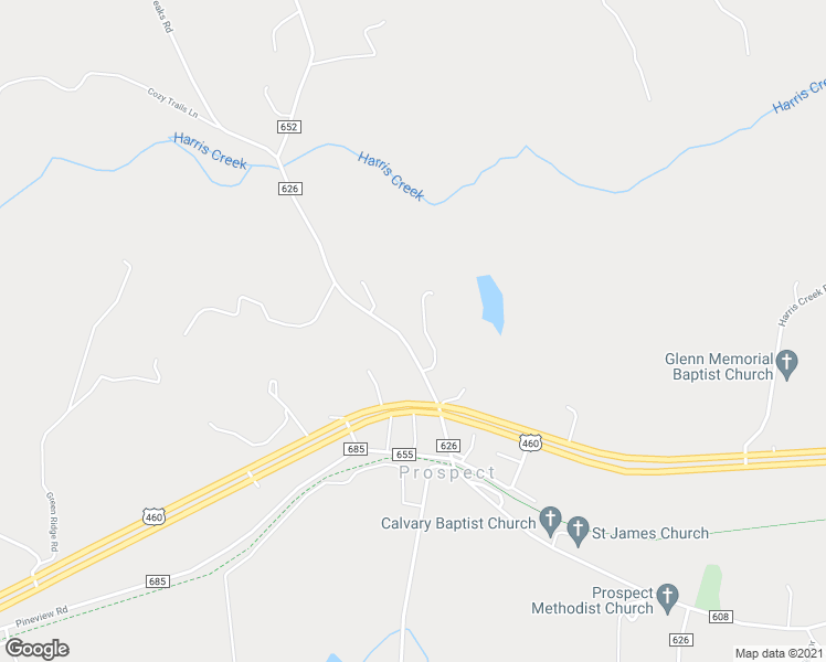 map of restaurants, bars, coffee shops, grocery stores, and more near 170 Peaks Road in Prospect