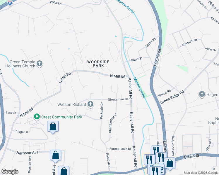 map of restaurants, bars, coffee shops, grocery stores, and more near 626 Parkdale Drive in Salem