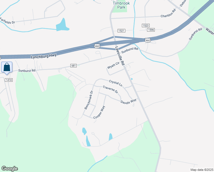 map of restaurants, bars, coffee shops, grocery stores, and more near 251 Davids Way in Evington