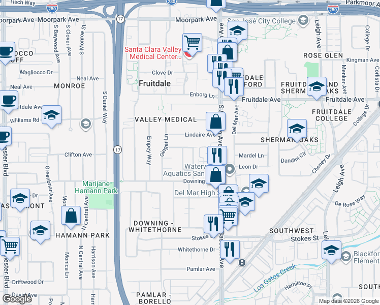 map of restaurants, bars, coffee shops, grocery stores, and more near 1094 Norstad Street in San Jose