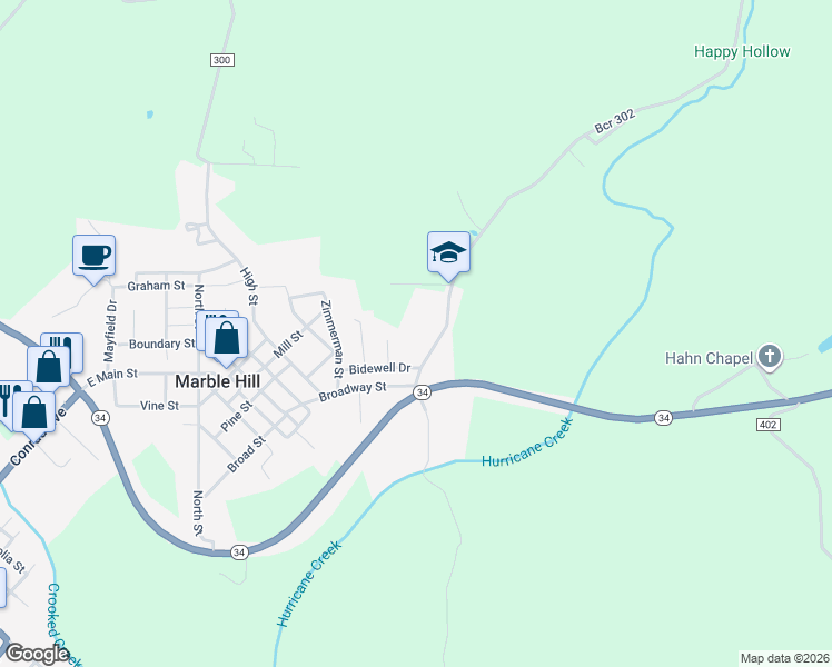 map of restaurants, bars, coffee shops, grocery stores, and more near 5350 Hc 64 in Marble Hill
