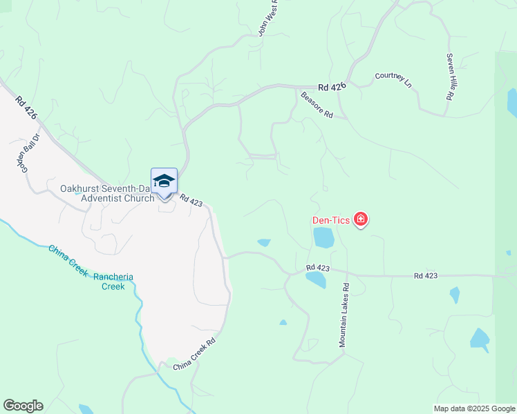 map of restaurants, bars, coffee shops, grocery stores, and more near Rusty Lane in Oakhurst