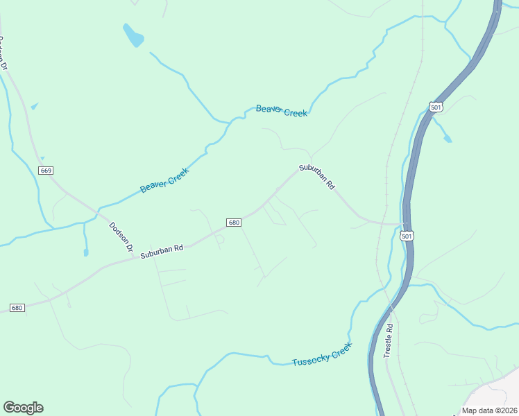 map of restaurants, bars, coffee shops, grocery stores, and more near 595-601 Suburban Road in Lynchburg