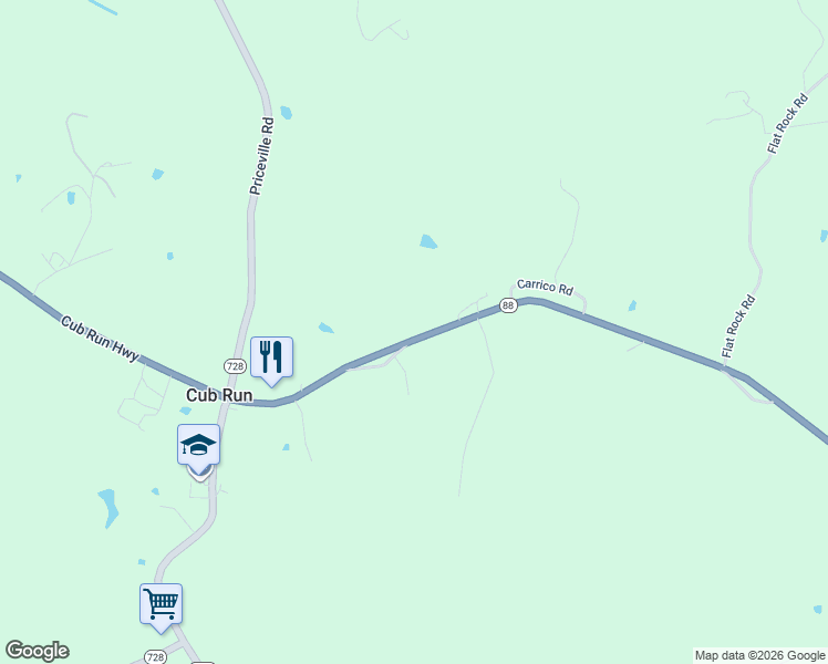 map of restaurants, bars, coffee shops, grocery stores, and more near 12322 Cub Run Highway in Cub Run