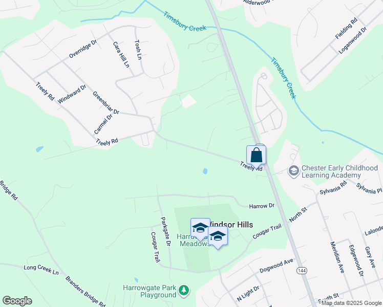map of restaurants, bars, coffee shops, grocery stores, and more near 4027 Treely Road in Chester