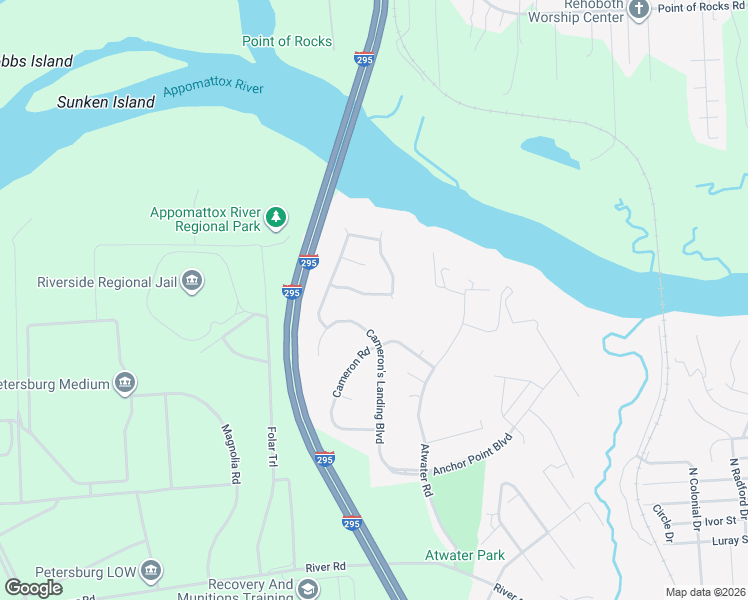 map of restaurants, bars, coffee shops, grocery stores, and more near 4206 River Vista Lane in Hopewell