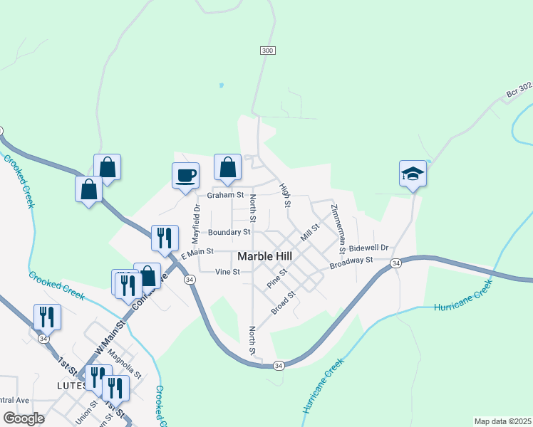 map of restaurants, bars, coffee shops, grocery stores, and more near 105 Mary Court in Marble Hill